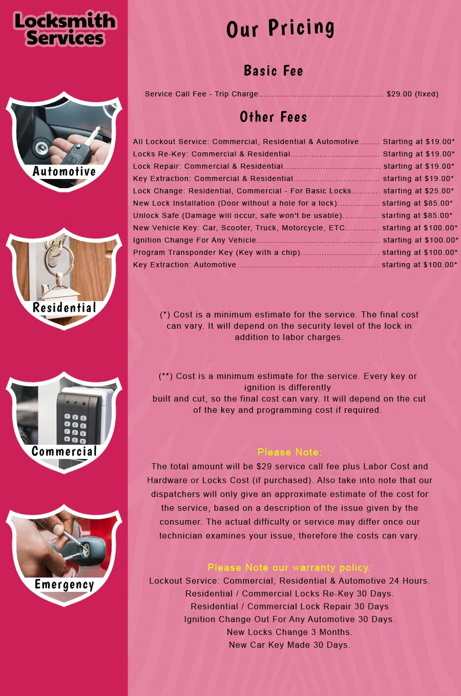 Paramus NJ Locksmith Store Paramus, NJ 201-535-3698 - price-list-c-18